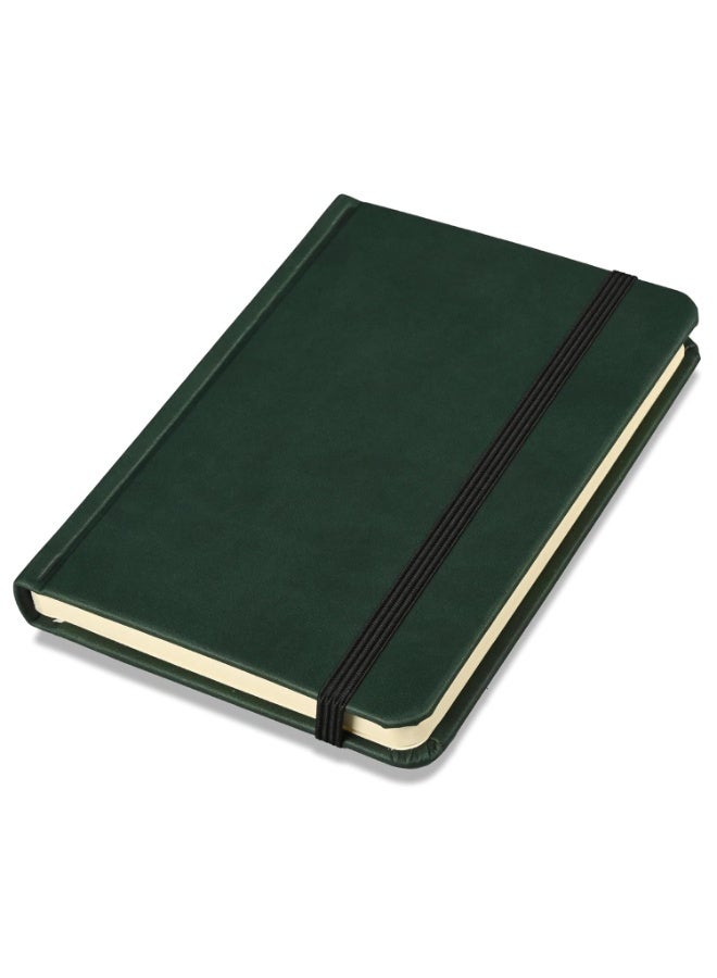 FIS® Hard Cover Notebook, Italian PU Materials, A6 Size(105x148mm), 240 Pages, Plain No Ruling, Round Corners with Elastic Band Closure,70gsm Italian Ivory Paper,1 Piece,Green Cover Color-FSNBPL1603 - Image 1